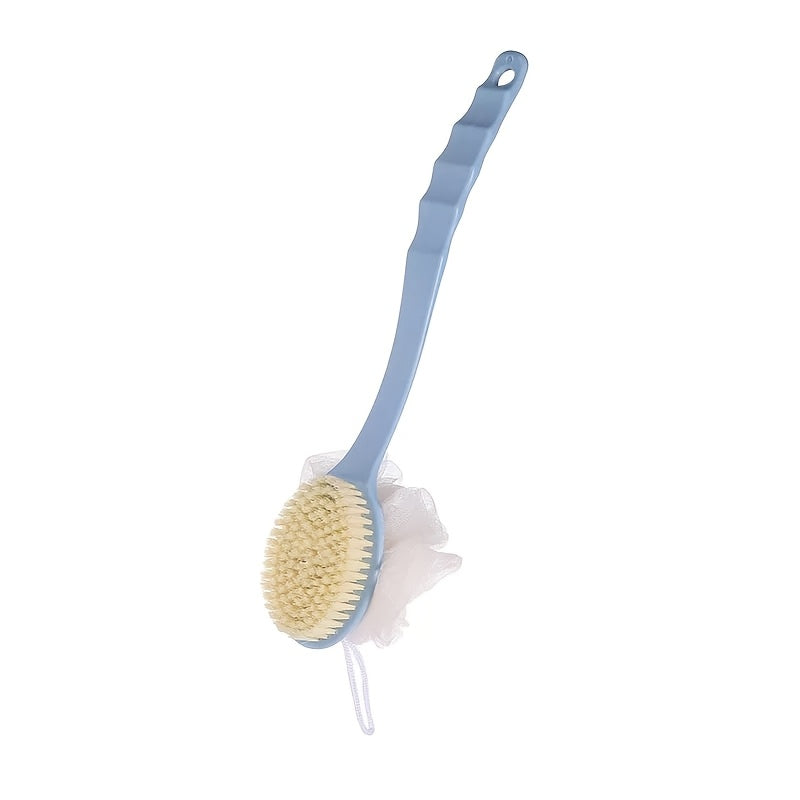 1pc Soft Hair Long Handle Japanese Bath Brush - Multi-Functional Two-in-One Exfoliating Back Scrubber with Ergonomic Grip for Shower, Pink & White Bristles for Gentle Cleansing and Re reaching Back Areas, Gentle Exfoliation Tool | Dualfunction Brush |