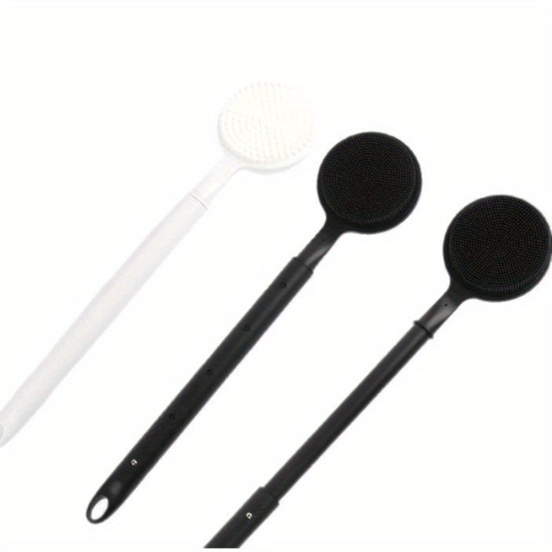 Extra Long Back Scrubber for Shower with Adjustable Handle - Non-Slip Double-Sided Exfoliating Bath Brush, Ergonomic Design for Dead Light Beige Removal & Smooth Light Beige, No Battery Needed, Fragrance-Free, Shower Accessories, Highquality Bristles,