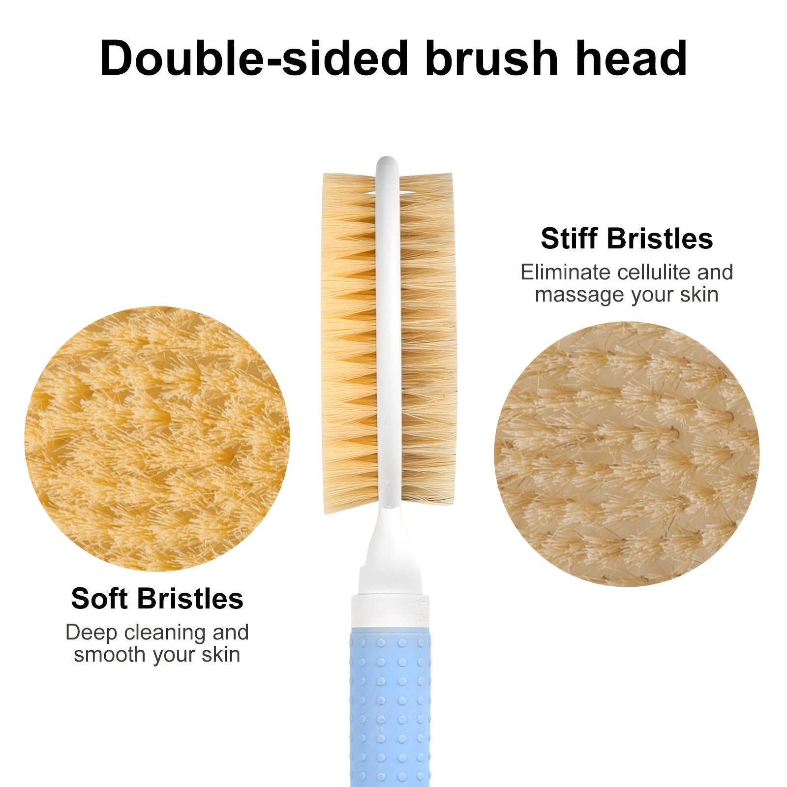 Long Handle Soft Bath Brush, Adjustable Telescopic Shower Brush, Ergonomic Back Scrubber for Body, Deep Cleaning And Light Beige Care, Ideal for Bathroom & Travel Use, Bath Brush Two Side, Body Brush for Shower, Shower Sponge with Handle, Shower Scrub,
