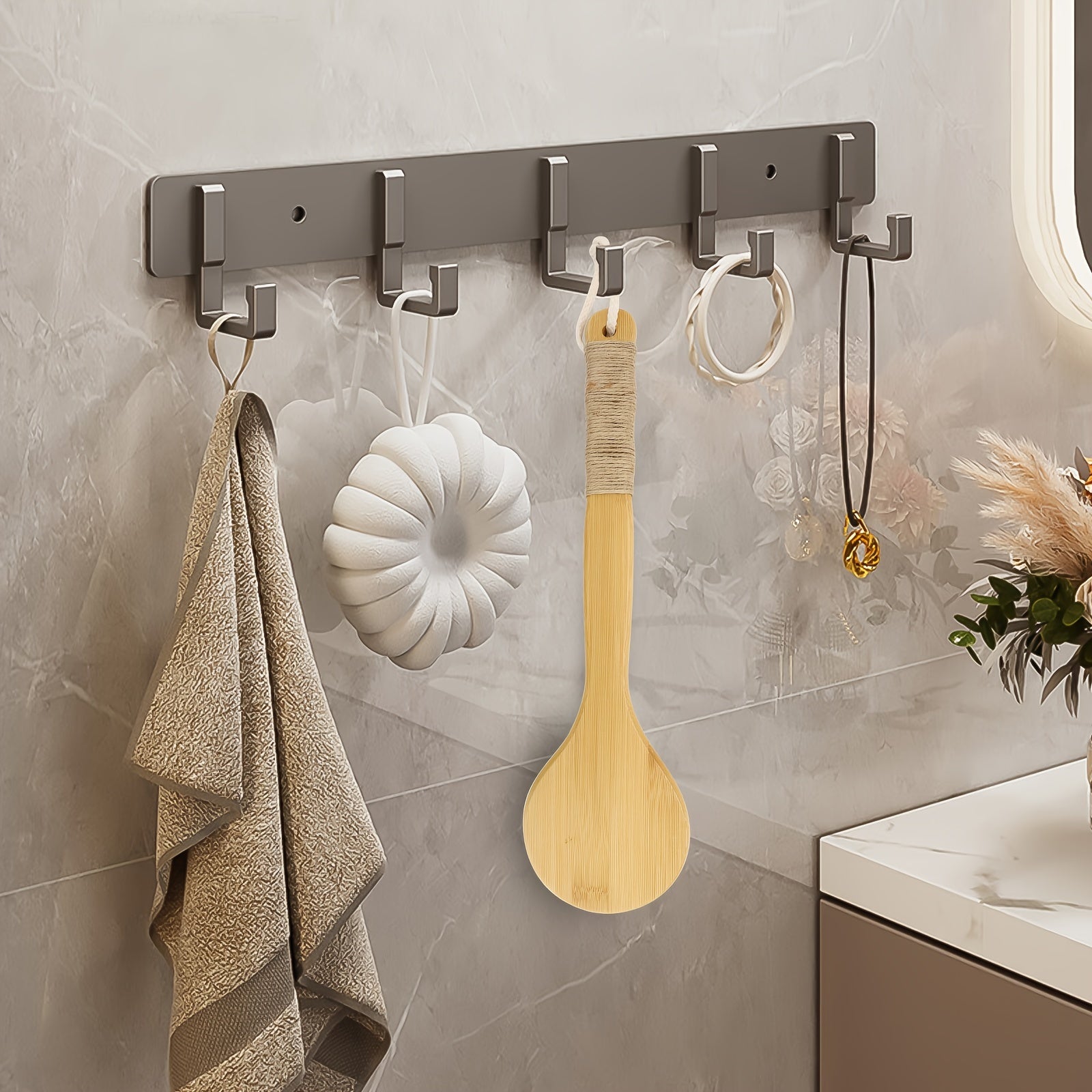 Long Handle Bath Brush With Hanging Rope, Natural Bristle Back Scrubber, Exfoliating Shower Brush for Body Spa Washing