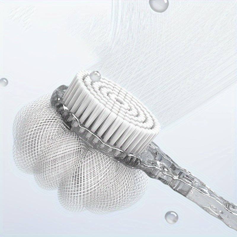 Glacier Pattern Bath Body Brush Luxury Long Handle - Exfoliating Back Scrubber, Shower Brush for Cleaning, Massaging Without Electricity - Unscented, Battery-Free Bathing Accessory