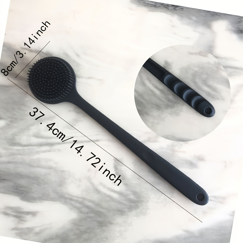 Silicone Massage Bath Brush with Long Handle - Soft Bristled Back Rub & Body Cleansing Tool, Ergonomic Design for Deep Tissue Massage, Gentle Exfoliation & Relaxation, No Electricity Needed, Bath Accessories, Ergonomic Design, Durable Construction