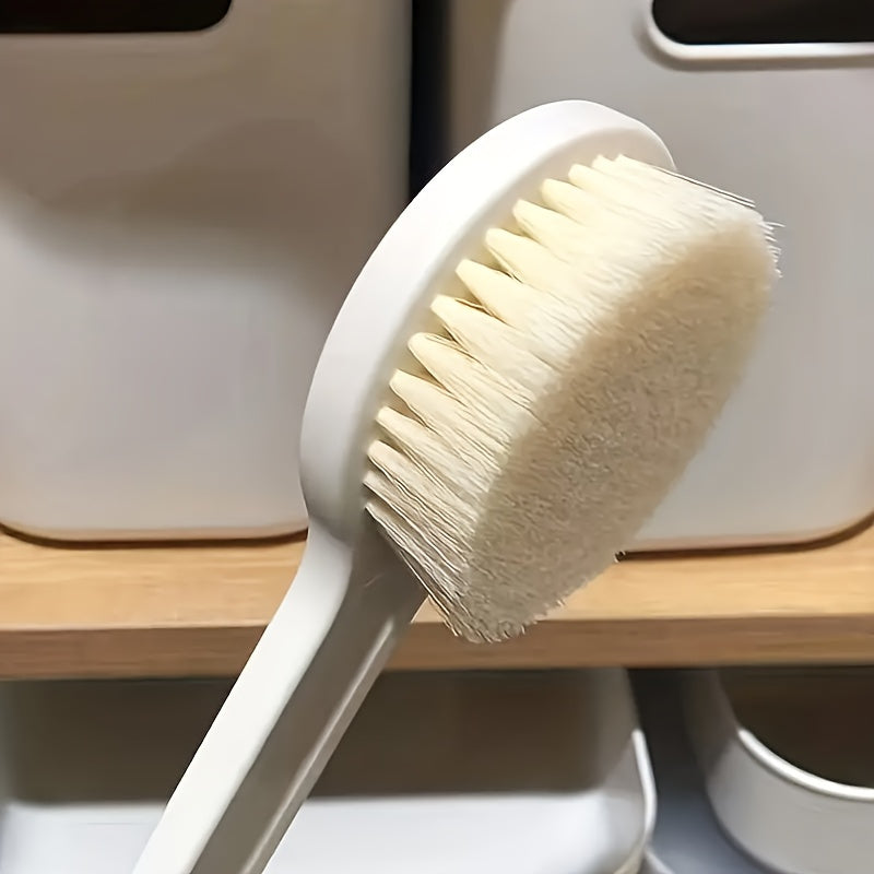 1pc Japanese Style Long-Handled Soft-Bristled Bath Brush for Back Scrubbing & Body Exfoliation - Fragrance-Free, Alcohol-Free, Ergonomic Grip Design, Ideal for Shower and Hydrotherapy, Bath Brushes for Bathing, Spa Essentials, Traditional Aesthetic,