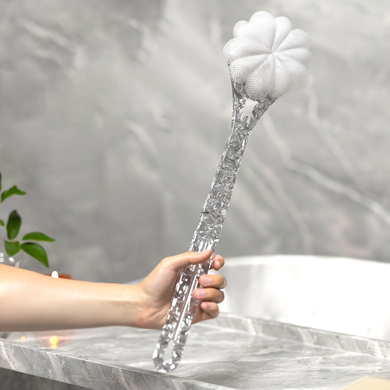Glacier Pattern Bath Body Brush Luxury Long Handle - Exfoliating Back Scrubber, Shower Brush for Cleaning, Massaging Without Electricity - Unscented, Battery-Free Bathing Accessory