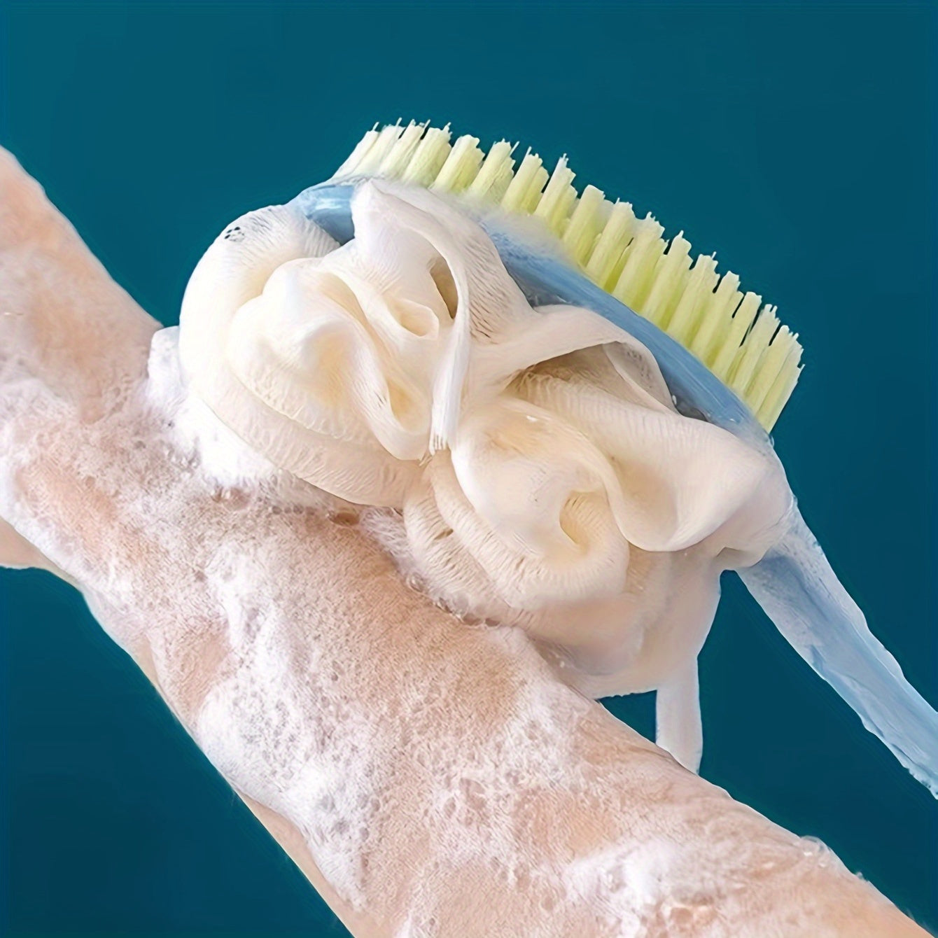 1pc Soft Hair Long Handle Japanese Bath Brush - Multi-Functional Two-in-One Exfoliating Back Scrubber with Ergonomic Grip for Shower, Pink & White Bristles for Gentle Cleansing and Re reaching Back Areas, Gentle Exfoliation Tool | Dualfunction Brush |
