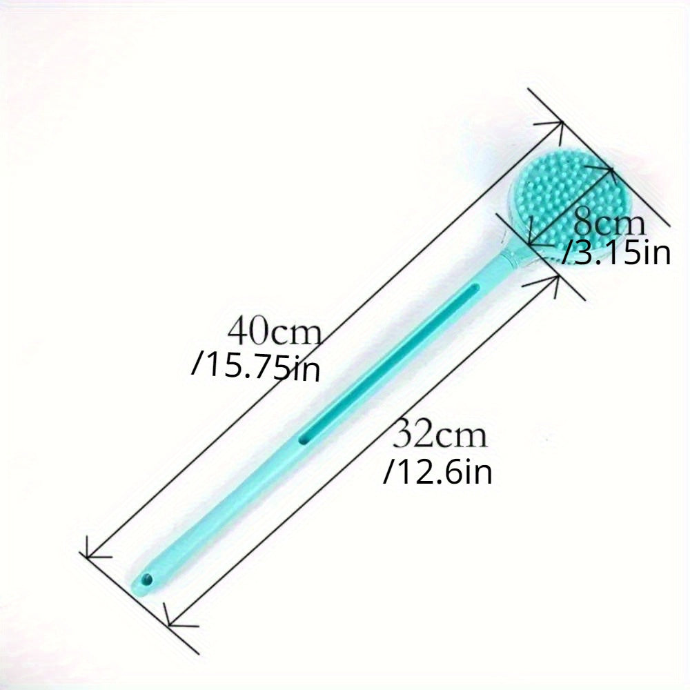 1279.53inch Silicone Long Handle Brush Double-Sided Shower Body Brush Bathroom Wash Bathing Massage Back Body Exfoliating Brush