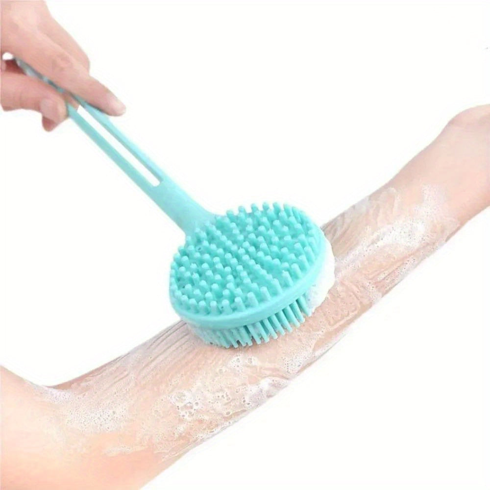 1279.53inch Silicone Long Handle Brush Double-Sided Shower Body Brush Bathroom Wash Bathing Massage Back Body Exfoliating Brush