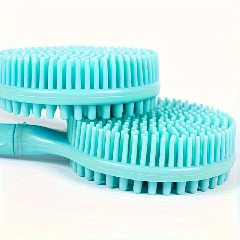 1279.53inch Silicone Long Handle Brush Double-Sided Shower Body Brush Bathroom Wash Bathing Massage Back Body Exfoliating Brush