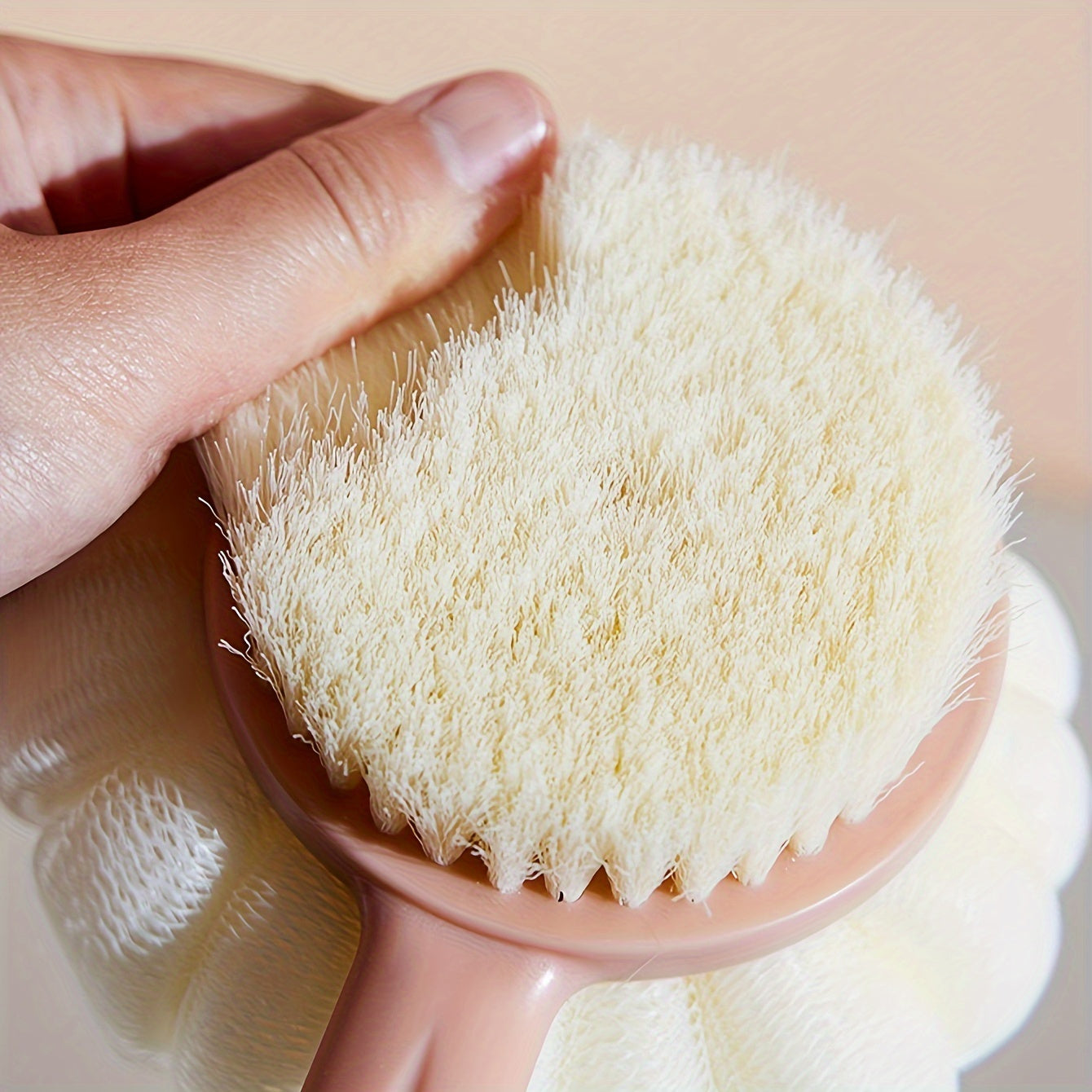 1pc GentleTouch Long Handle Back Scrubber Sponge, Plastic Massage Bristle Body Brush for Men and Women, Shower Exfoliating Loofah with Hair Removal Feature, Gentle Exfoliation | Ergonomic Design | Plastic Construction