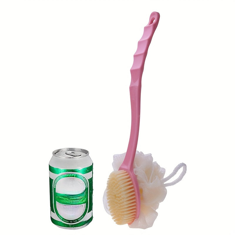 2-in-1 Soft Bristle Bath Brush with Long Handle - Multi-Color, Fragrance-Free, No Batteries Required - Ideal for Exfoliating & Back Scrubbing, Japanese Bath, Rubbing Mud, Bath Artifact
