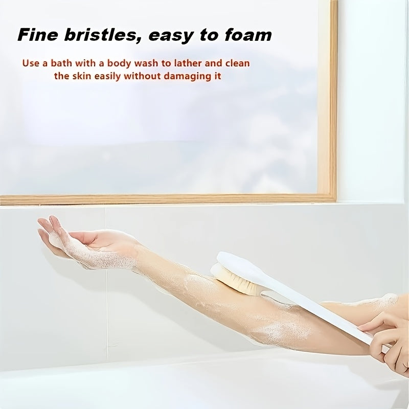 1pc Long Handle Bath Brush with Extended Reach - Soft Bristles Back Scrubber for Women, Non-Slip Grip Shower/Bathtub Brush - Ideal for Hard-to-Reach Areas, Back, Arms, Legs - Bathroom Essentials for Adults