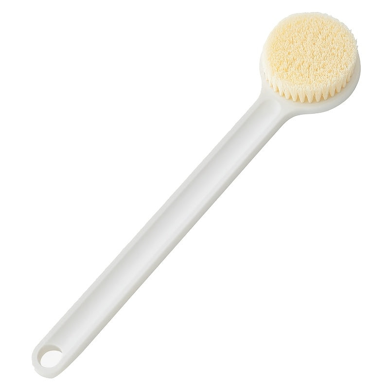 1pc Soft Silicone Bath Brush with Long Handle - Non-Slip Grip, Ergonomic Design for Back, Shower & Body Cleansing - Durable Scrub Head, Easy Reach Hard-to-Clean Areas - Ideal for Adults & Seniors, Bathroom Shower Essentials, Senior Bathing Aid, Ergonomic