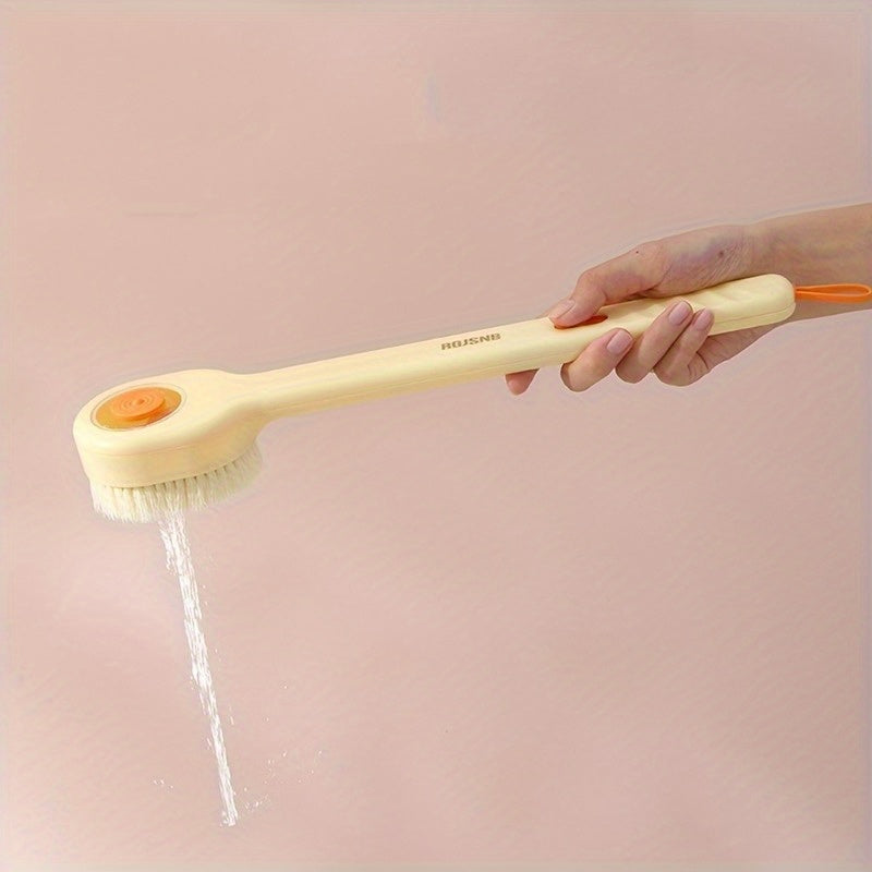 3 colour selectable back cleansing brushes with soft bristles and ergonomic long handle - fragrance-free, battery-free gentle body cleansing tool that doesn't need to be removed, unisex-friendly, easy-to-use shower brushes