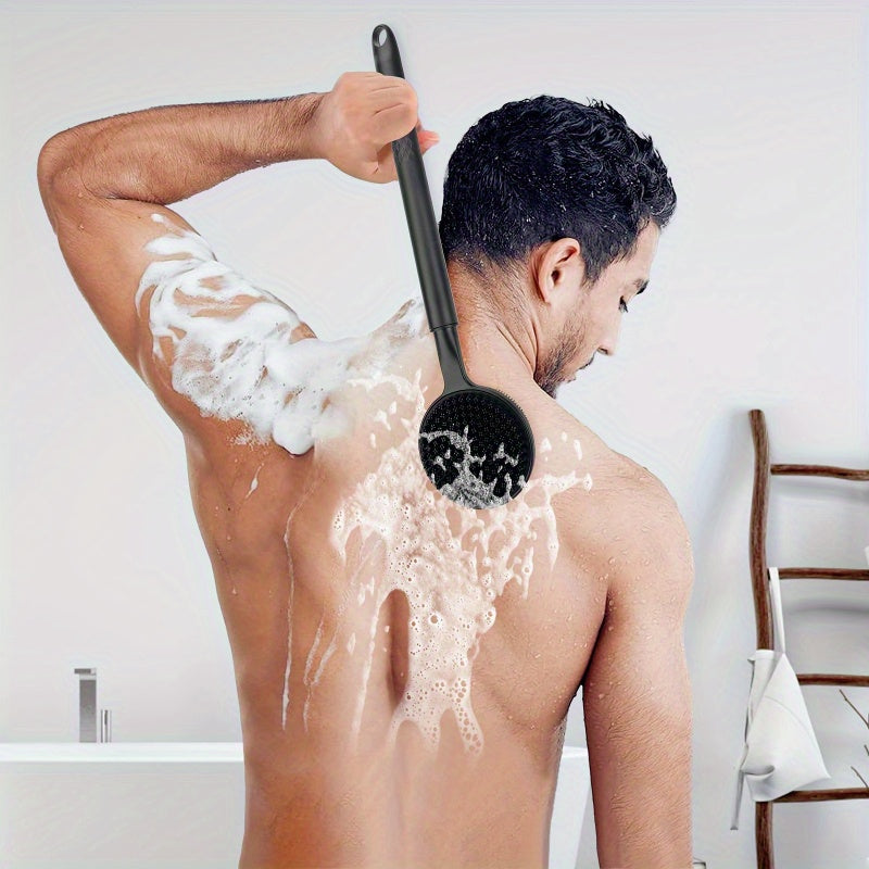 Extra Long Back Scrubber for Shower with Adjustable Handle - Non-Slip Double-Sided Exfoliating Bath Brush, Ergonomic Design for Dead Light Beige Removal & Smooth Light Beige, No Battery Needed, Fragrance-Free, Shower Accessories, Highquality Bristles,