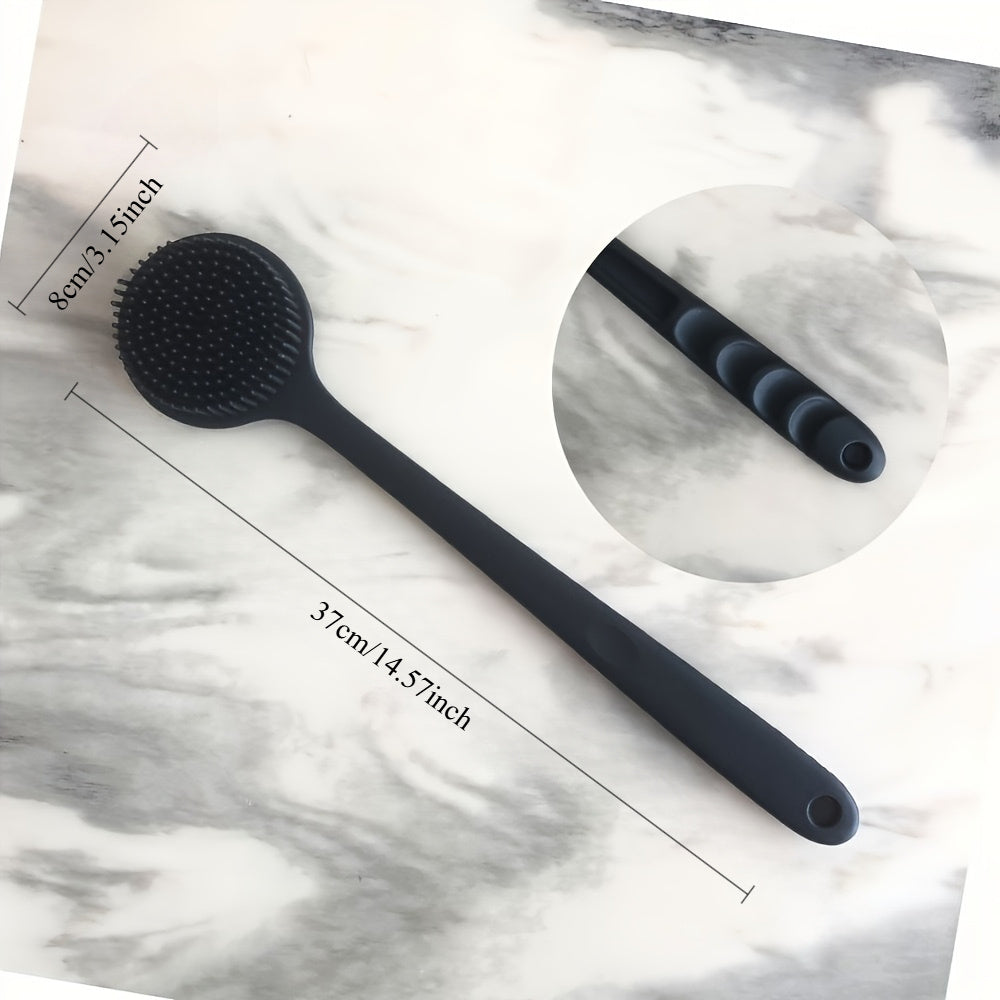 14.57" Extra Long Back Scrubber Brush - Ergonomic S-Shaped Silicone Bath Brush (14.57×3.15inch) for Hard to Reach Areas, Gentle Exfoliating Shower Brush for Dry Light Beige/, Spa & Home Use