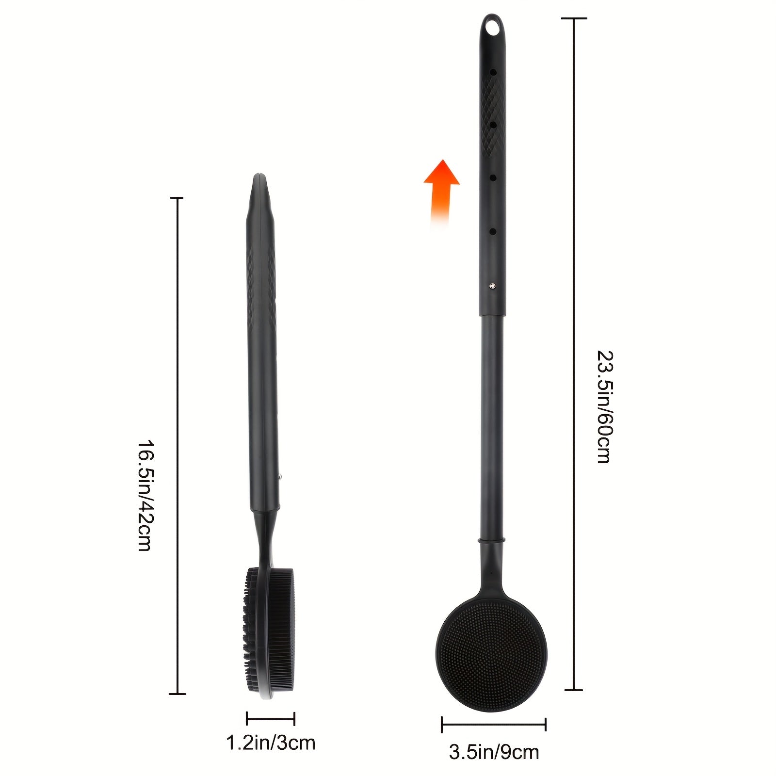 Extendable Bath Brush, Double-Sided Shower Brush With Anti-Slip Handle, Adjustable Lengt Design For Exfoliation & Deep Clean