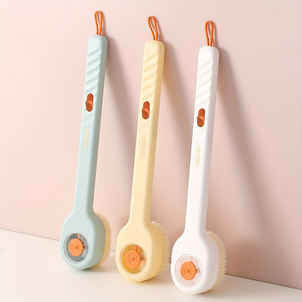Infusion Bath Brush, Push-and-Pull Infusion Bath Brush, Massage Soft Hair Long Handle Bath Back Brush, Bath Ball Mud Rub Back Brush, Body Wash, Press Infusion, Massage Without Asking for Help