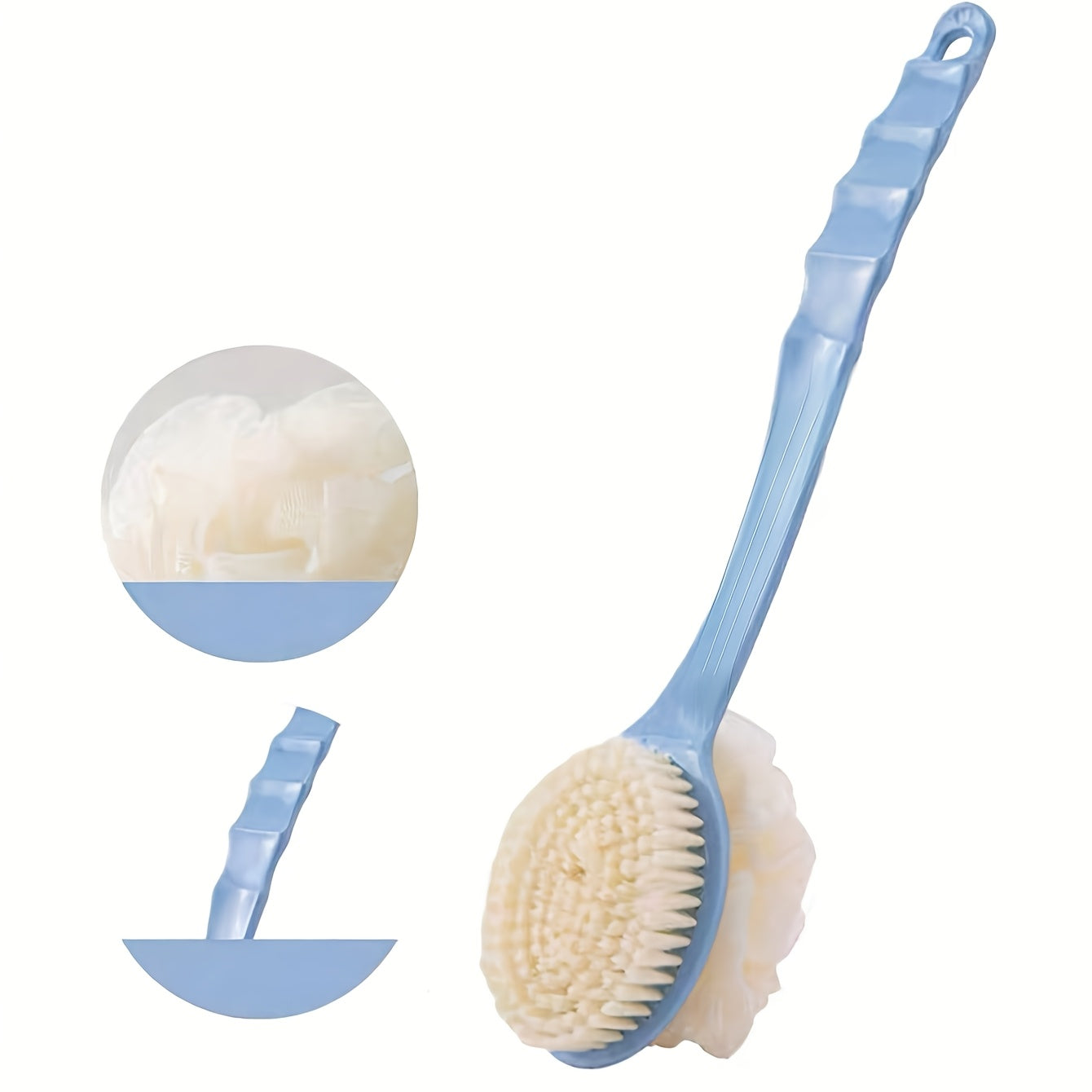 [Lightweight Design] Pink Long-Handled Soft Bristle Bath Brush - Multi-Functional 2-in-1 Mud Scrubbing and Back Massage Tool, Gentle Exfoliation for Smooth Skin, Gentle Skin Exfoliation|Dualfunction Brush|Comfortable Use