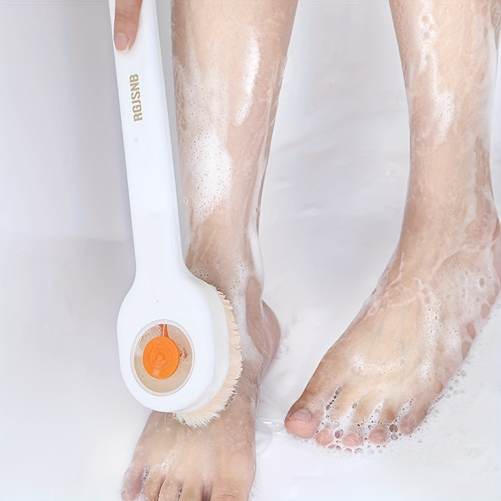 Infusion Bath Brush, Push-and-Pull Infusion Bath Brush, Massage Soft Hair Long Handle Bath Back Brush, Bath Ball Mud Rub Back Brush, Body Wash, Press Infusion, Massage Without Asking for Help