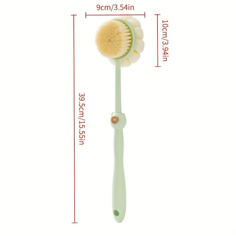Little Bear Bath Brush, a Dual-Sided Soft Bristle Back Scrubber with a Long Handle, Perfect for Home Use And Bathing.