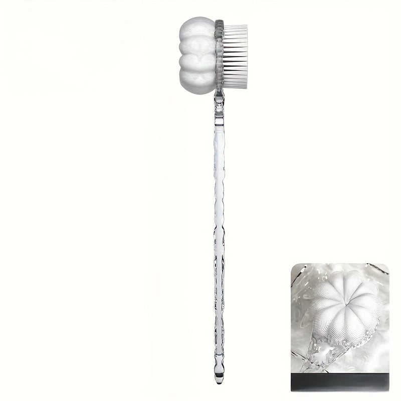 1 long-handled brush bath ball scrub towel artifact - 2-in-1 bathroom experience with glacier pattern, deep cleansing and relaxation, shower back cleaner