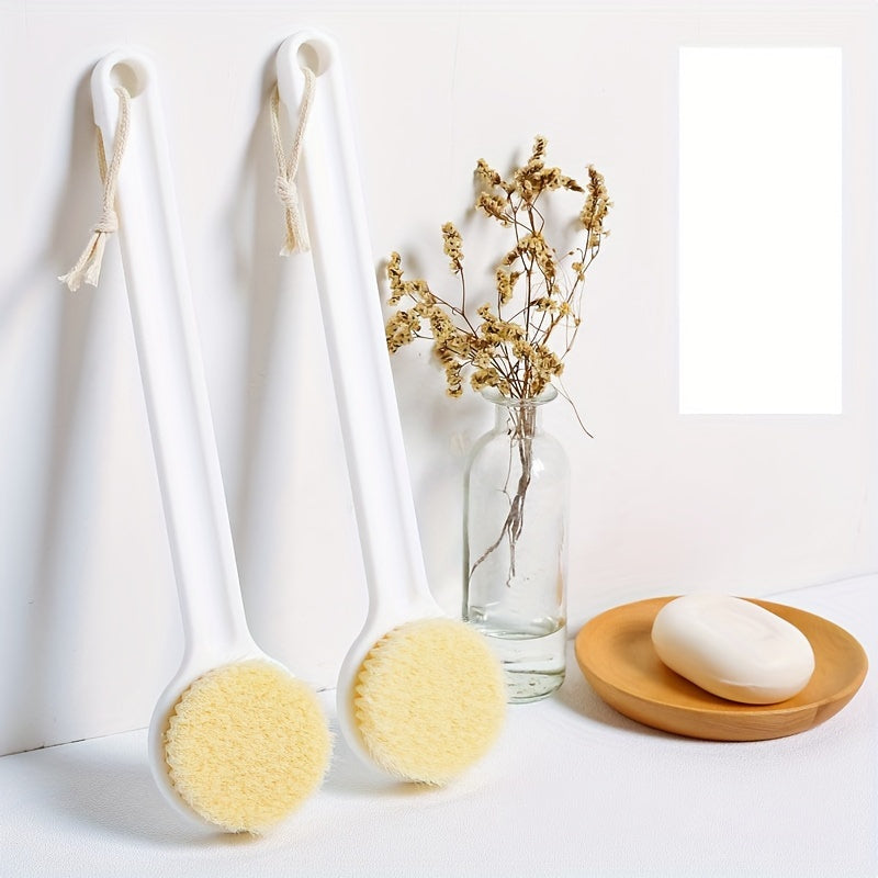 1pc Japanese Style Long-Handled Soft-Bristled Bath Brush for Back Scrubbing & Body Exfoliation - Fragrance-Free, Alcohol-Free, Ergonomic Grip Design, Ideal for Shower and Hydrotherapy, Bath Brushes for Bathing, Spa Essentials, Traditional Aesthetic,