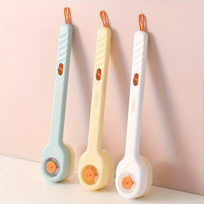 3 colour selectable back cleansing brushes with soft bristles and ergonomic long handle - fragrance-free, battery-free gentle body cleansing tool that doesn't need to be removed, unisex-friendly, easy-to-use shower brushes
