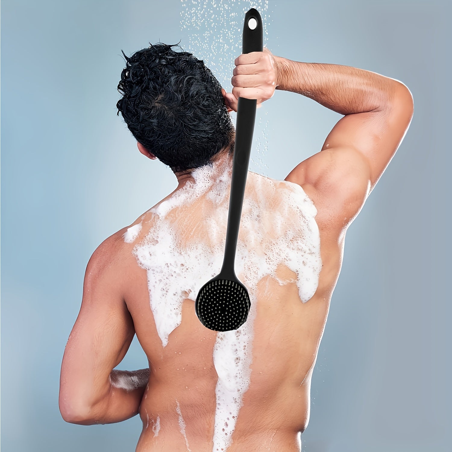 14.57" Extra Long Back Scrubber Brush - Ergonomic S-Shaped Silicone Bath Brush (14.57×3.15inch) for Hard to Reach Areas, Gentle Exfoliating Shower Brush for Dry Light Beige/, Spa & Home Use
