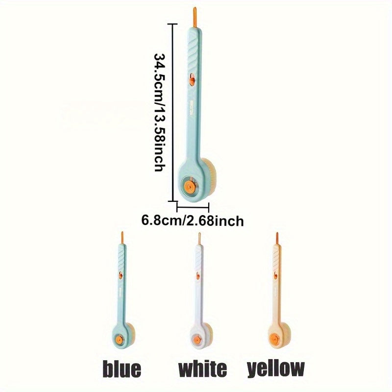 3 colour selectable back cleansing brushes with soft bristles and ergonomic long handle - fragrance-free, battery-free gentle body cleansing tool that doesn't need to be removed, unisex-friendly, easy-to-use shower brushes