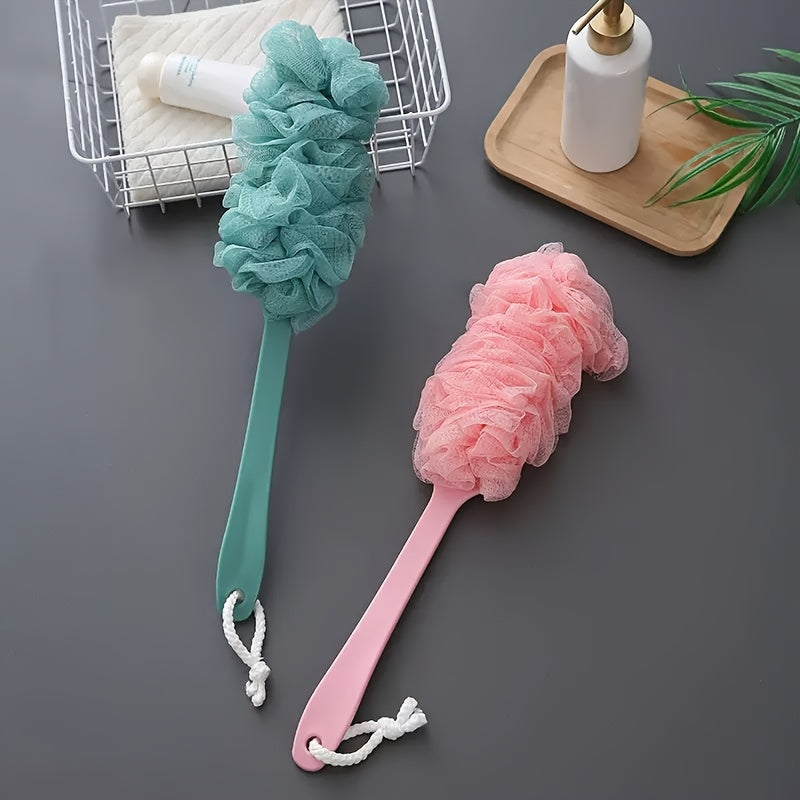 3pcs Green Rice Noodles Mixed Pack/1pc Korean Long-Handled Bath Back Rubbing Artifact, Body Bath Rubbing Back Adult, Bathroom Bath Rubbing Artifact Rubbing Bath Towel
