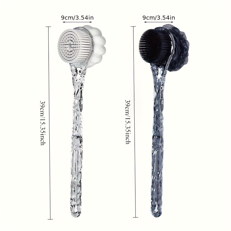 1 long-handled brush bath ball scrub towel artifact - 2-in-1 bathroom experience with glacier pattern, deep cleansing and relaxation, shower back cleaner