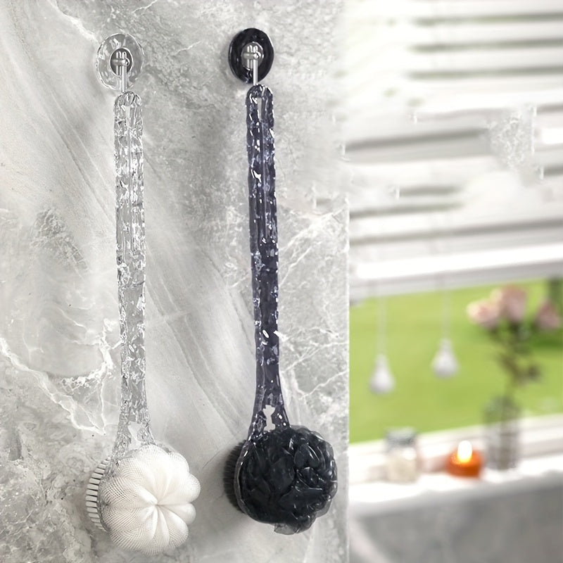 Glacier Pattern Bath Body Brush Luxury Long Handle - Exfoliating Back Scrubber, Shower Brush for Cleaning, Massaging Without Electricity - Unscented, Battery-Free Bathing Accessory