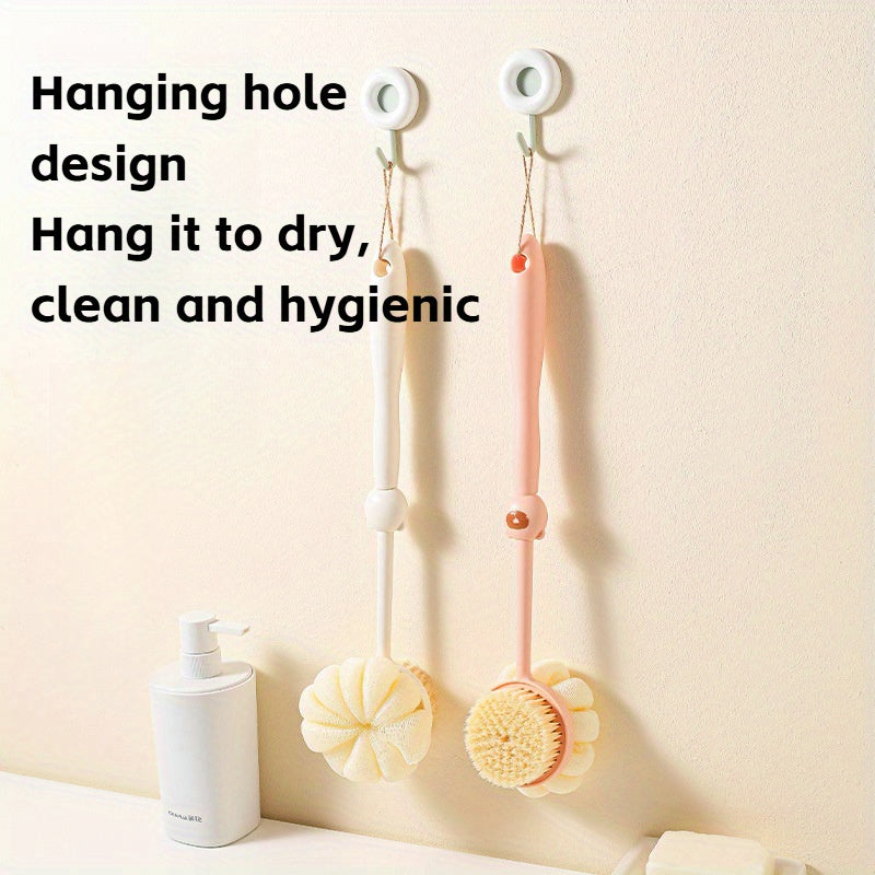 Little Bear Bath Brush, a Dual-Sided Soft Bristle Back Scrubber with a Long Handle, Perfect for Home Use And Bathing.