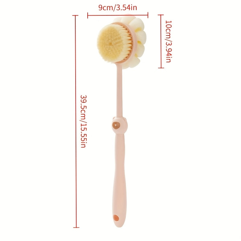 Little Bear Bath Brush, a Dual-Sided Soft Bristle Back Scrubber with a Long Handle, Perfect for Home Use And Bathing.