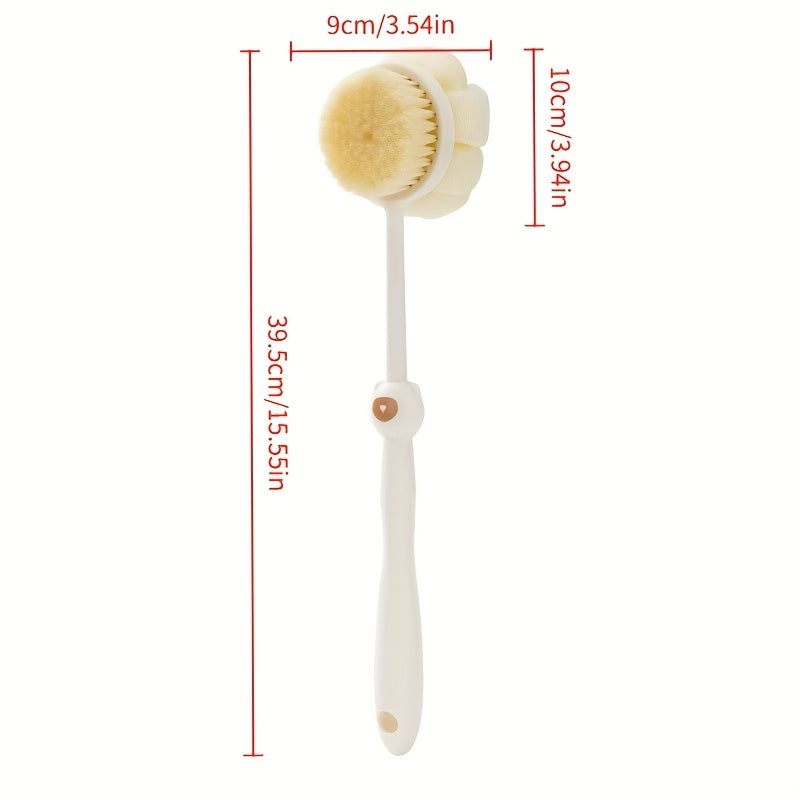 Little Bear Bath Brush, a Dual-Sided Soft Bristle Back Scrubber with a Long Handle, Perfect for Home Use And Bathing.