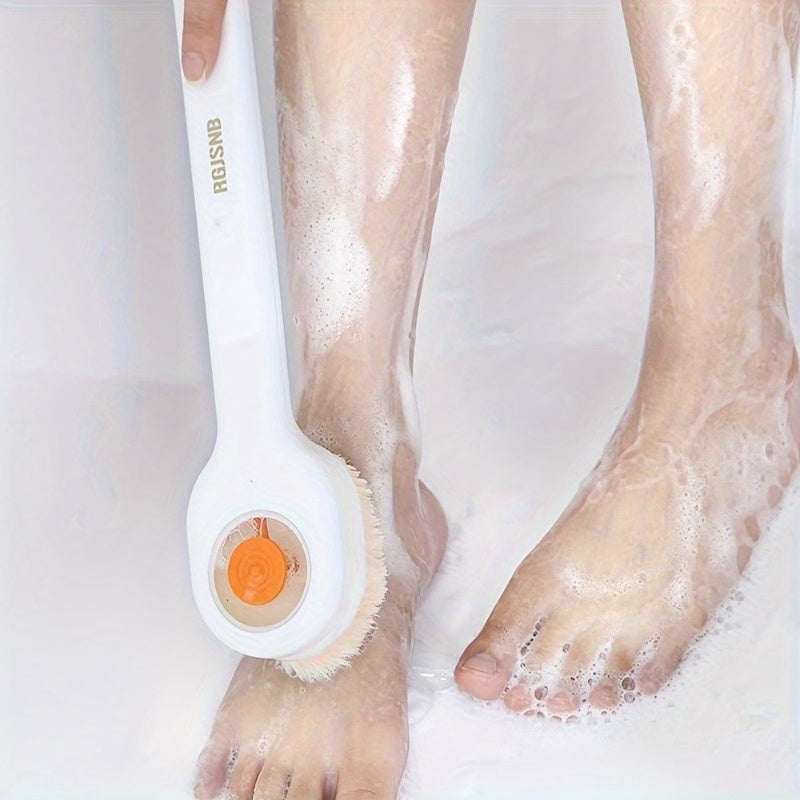 3 colour selectable back cleansing brushes with soft bristles and ergonomic long handle - fragrance-free, battery-free gentle body cleansing tool that doesn't need to be removed, unisex-friendly, easy-to-use shower brushes