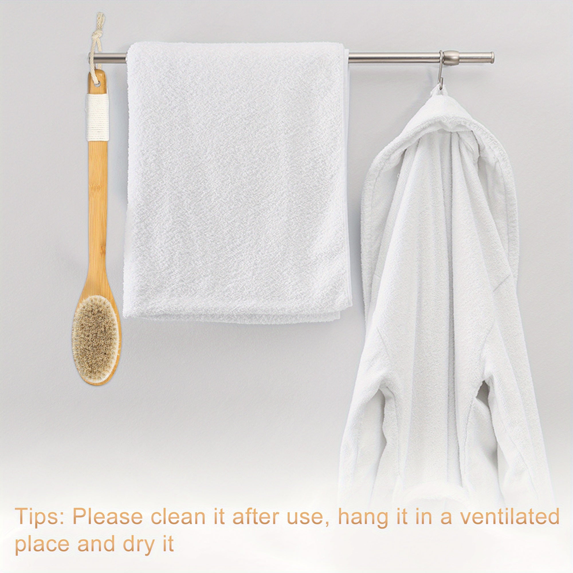 VOCOSTE Horse Hair Exfoliating Back Scrubber with Curved Long Handle - 18" Wood Body Brush, 3.5" Wide, 6.5" Thick, No Battery Needed for Wet/Dry Body Brushing, Men & Women Shower & Bath Tool, Ergonomic Design, Highquality Bristles
