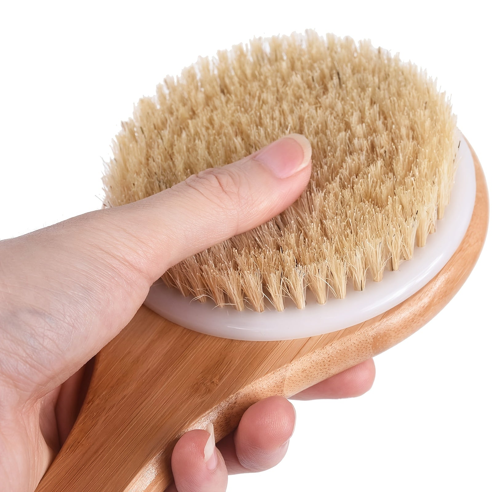 Long Handle Bath Brush with Rope, Back Scrubber for Deep Cleaning & Light Beige Care, Soft Bathroom Accessory for Men and Women