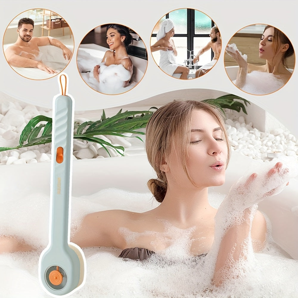 Infusion Bath Brush, Push-and-Pull Infusion Bath Brush, Massage Soft Hair Long Handle Bath Back Brush, Bath Ball Mud Rub Back Brush, Body Wash, Press Infusion, Massage Without Asking for Help