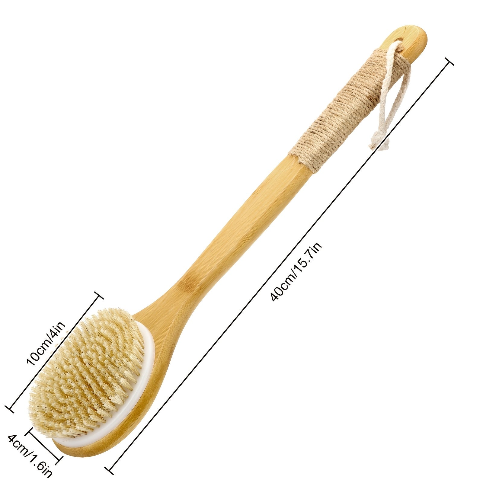 Long Handle Bath Brush with Rope, Back Scrubber for Deep Cleaning & Light Beige Care, Soft Bathroom Accessory for Men and Women