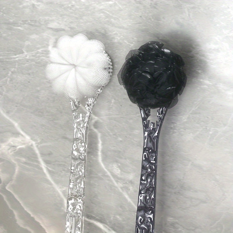 Glacier Pattern Bath Body Brush Luxury Long Handle - Exfoliating Back Scrubber, Shower Brush for Cleaning, Massaging Without Electricity - Unscented, Battery-Free Bathing Accessory