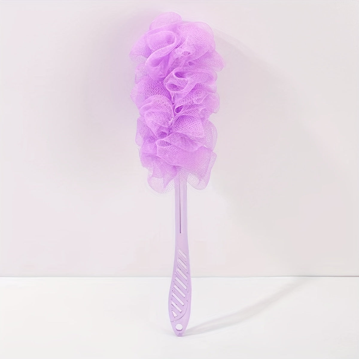 1pc Long Handle Bath Massager with Soft Flower Head - Pastel Colors (Pink, Blue, Green, Yellow, Purple) - Extended Reach Back Scratcher for Men & Women, Manual Body Rub Tool for Spa & Home Use, No Batteries/Electricity, Durable Bath Accessory, Fluffy