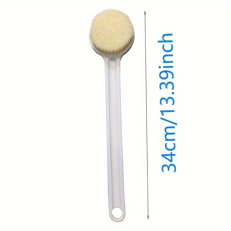 1pc Soft Silicone Bath Brush with Long Handle - Non-Slip Grip, Ergonomic Design for Back, Shower & Body Cleansing - Durable Scrub Head, Easy Reach Hard-to-Clean Areas - Ideal for Adults & Seniors, Bathroom Shower Essentials, Senior Bathing Aid, Ergonomic
