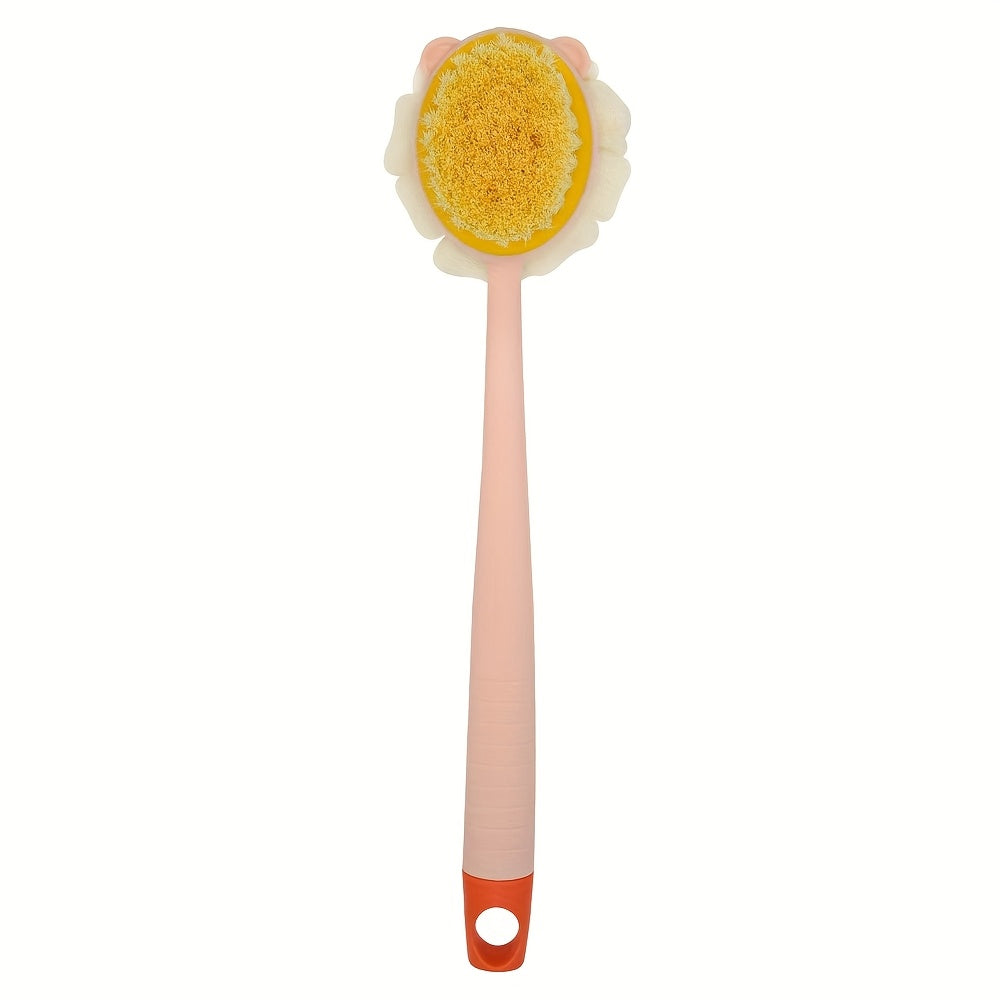 1pc GentleTouch Long Handle Back Scrubber Sponge, Plastic Massage Bristle Body Brush for Men and Women, Shower Exfoliating Loofah with Hair Removal Feature, Gentle Exfoliation | Ergonomic Design | Plastic Construction