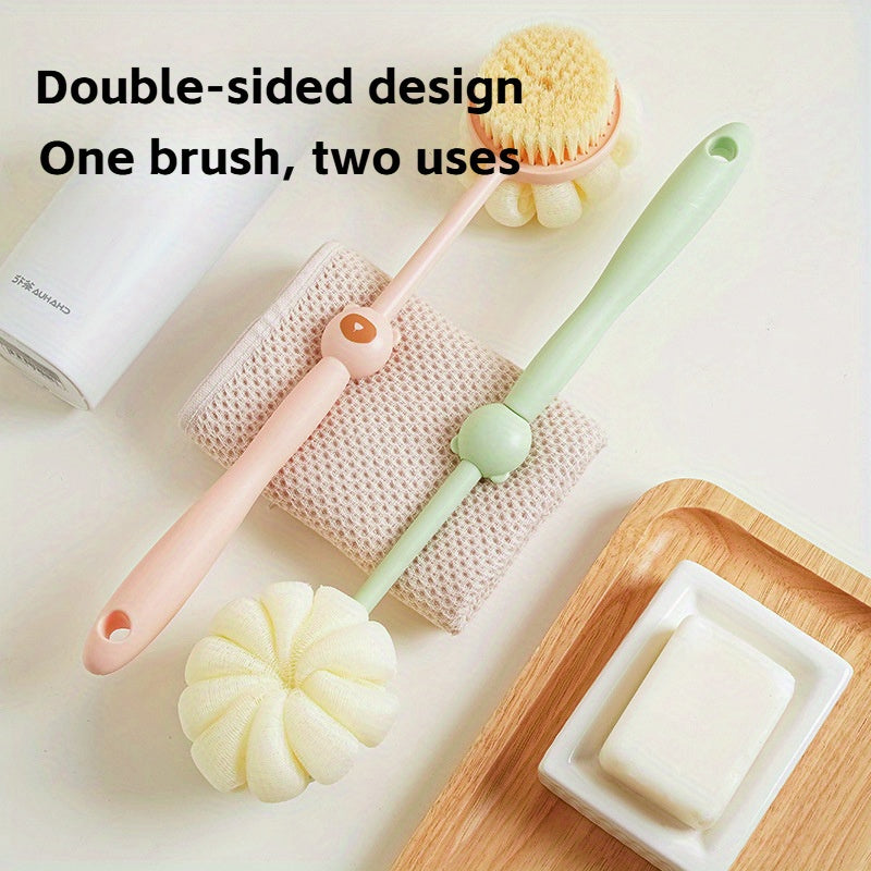 Little Bear Bath Brush, a Dual-Sided Soft Bristle Back Scrubber with a Long Handle, Perfect for Home Use And Bathing.
