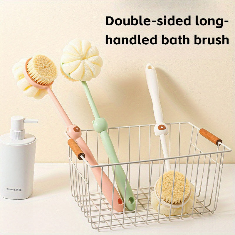 Little Bear Bath Brush, a Dual-Sided Soft Bristle Back Scrubber with a Long Handle, Perfect for Home Use And Bathing.