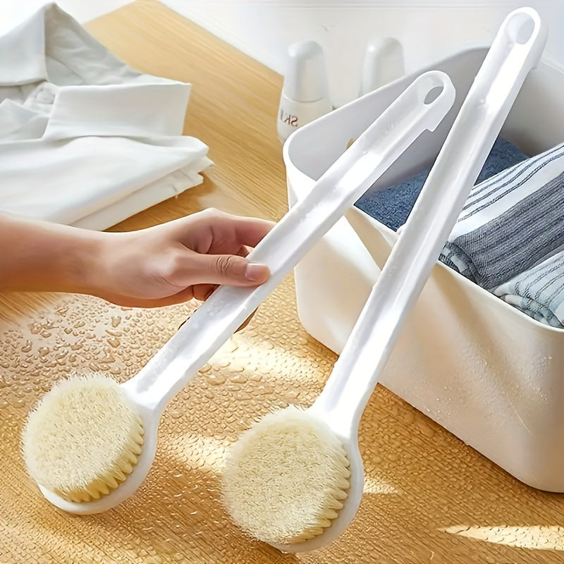 1pc Japanese Style Long-Handled Soft-Bristled Bath Brush for Back Scrubbing & Body Exfoliation - Fragrance-Free, Alcohol-Free, Ergonomic Grip Design, Ideal for Shower and Hydrotherapy, Bath Brushes for Bathing, Spa Essentials, Traditional Aesthetic,